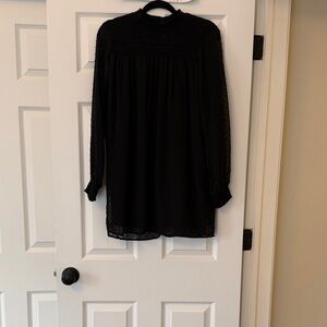 Zara Black Long Sleeve Dress with smock neck